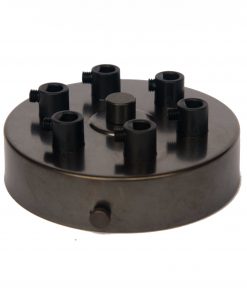 William and Watson ceiling roses Industrial Multiple cable outlet Dark Bronze Ceiling Rose 6 way holes angle