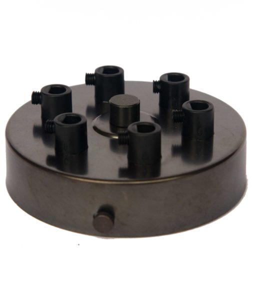 William and Watson ceiling roses Industrial Multiple cable outlet Dark Bronze Ceiling Rose 6 way holes angle