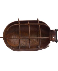 Aged industrial rustic mechanical lamp cage horizontal