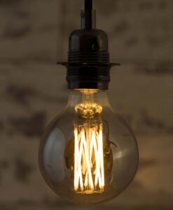 Globe large G95 edison filament led spiral bulb with Smoked glass hanging from Ceiling
