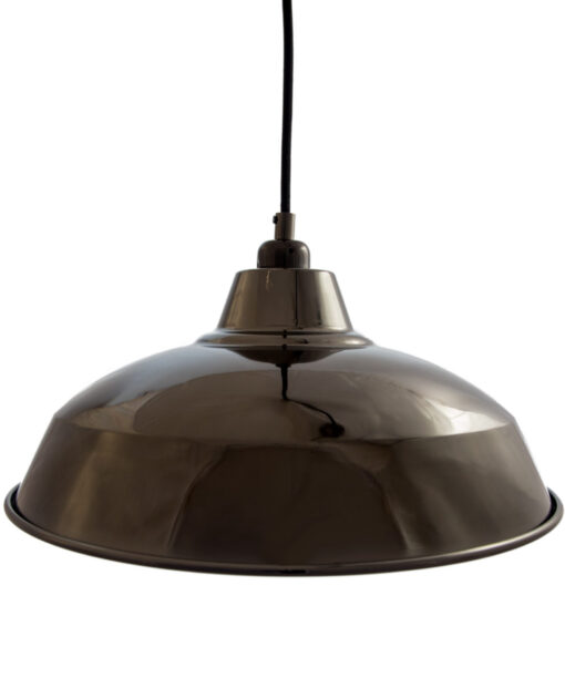 gloss Black insutrial lamp shade pendant on white background