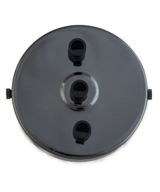 William and Watson Industrial Multi Gloss Black reflective Ceiling Rose 2 way holes