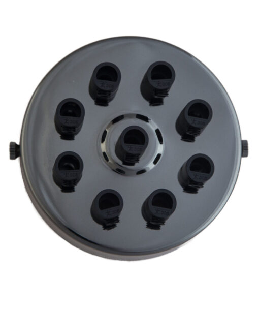 Industrial Ceiling Rose Multi Outlet 1-9 Cable Holes Gloss Black