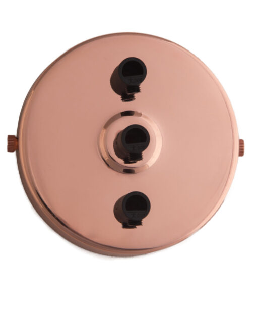 William and Watson Industrial Multi Rose Gold reflective Ceiling Rose 3 way holes