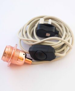 Rose Gold Dimmer Set 4m Brown Twisted Fabric Cable