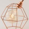 Rose gold Hexagon cage with Melt LED bulb as table lamp
