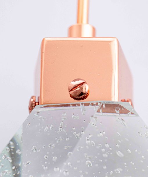 Close up of Crystal pendant luxury Rose Gold Light